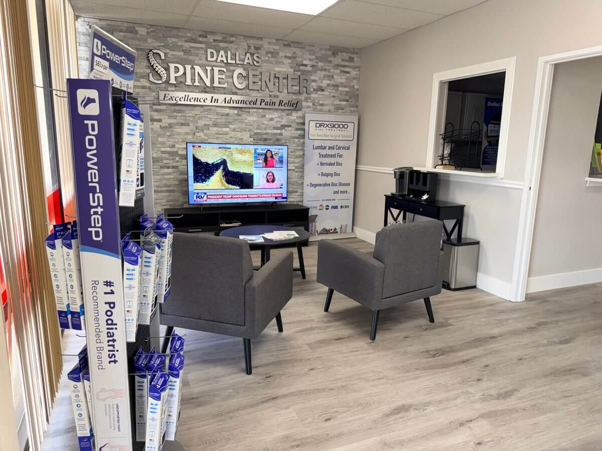 Office lobby at Dallas Spine Center in Carrollton