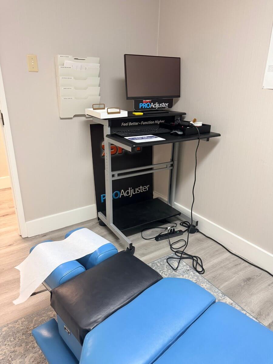 Chiropractic adjustment room at Dallas Spine Center